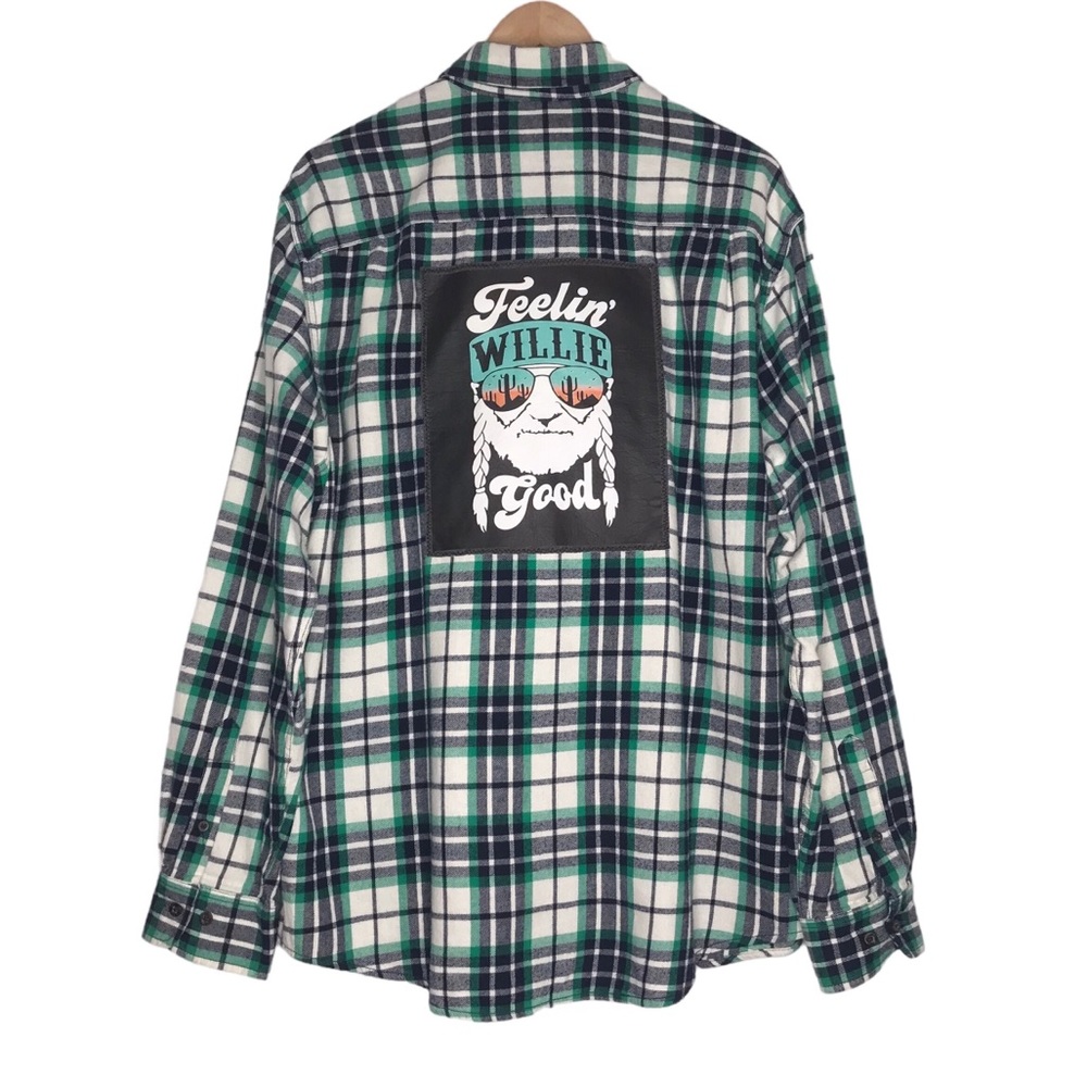 Willie Nelson Cotton Flannel Shirt Button Down Sz XL Shacket Feelin’ Willy Good - Picture 4 of 15